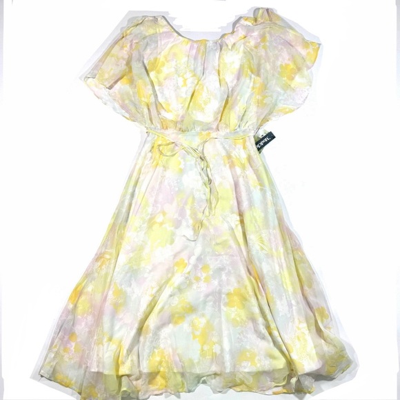 New ModCloth Flutter of Flattery Midi Dress Yellow Pink - Picture 2 of 7